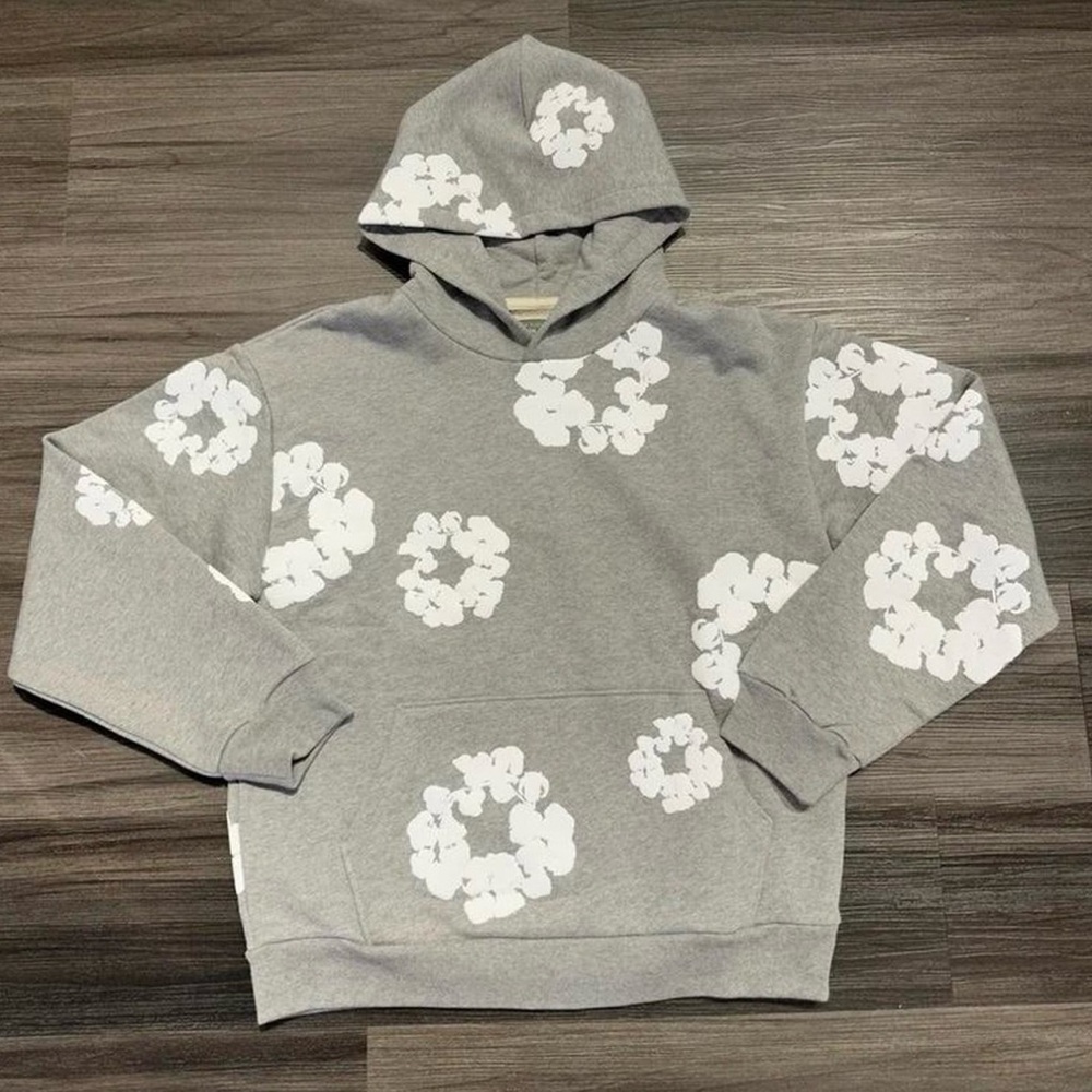 Gray Floral Hoodie